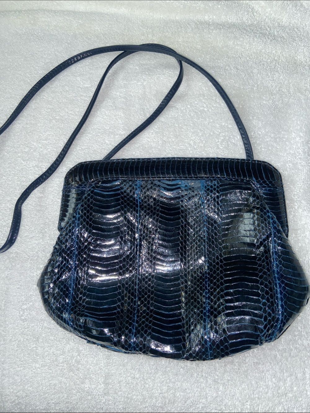 Vintage J.Renee Sleek Navy Faux-Snakeskin Crossbody Bag
